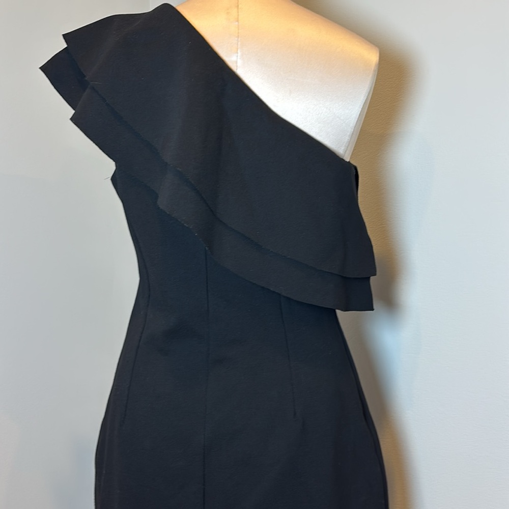 Karlie One Shoulder Ruffle Dress Black Size Large - Picture 4 of 15